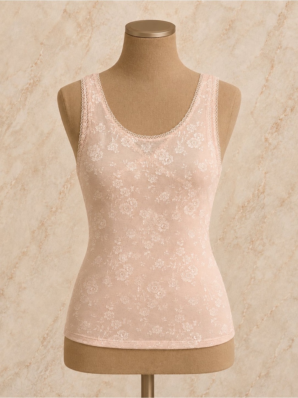 Soft Lace Floral Camisole Tank - Pink size M